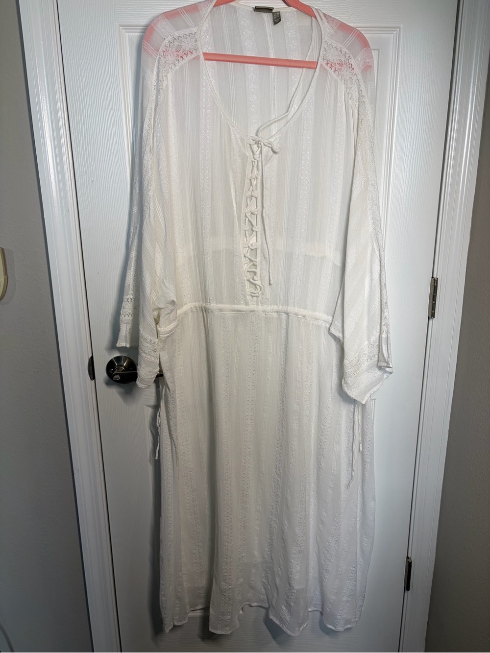 ASOS Cream Lace-Trim Maxi Dress
